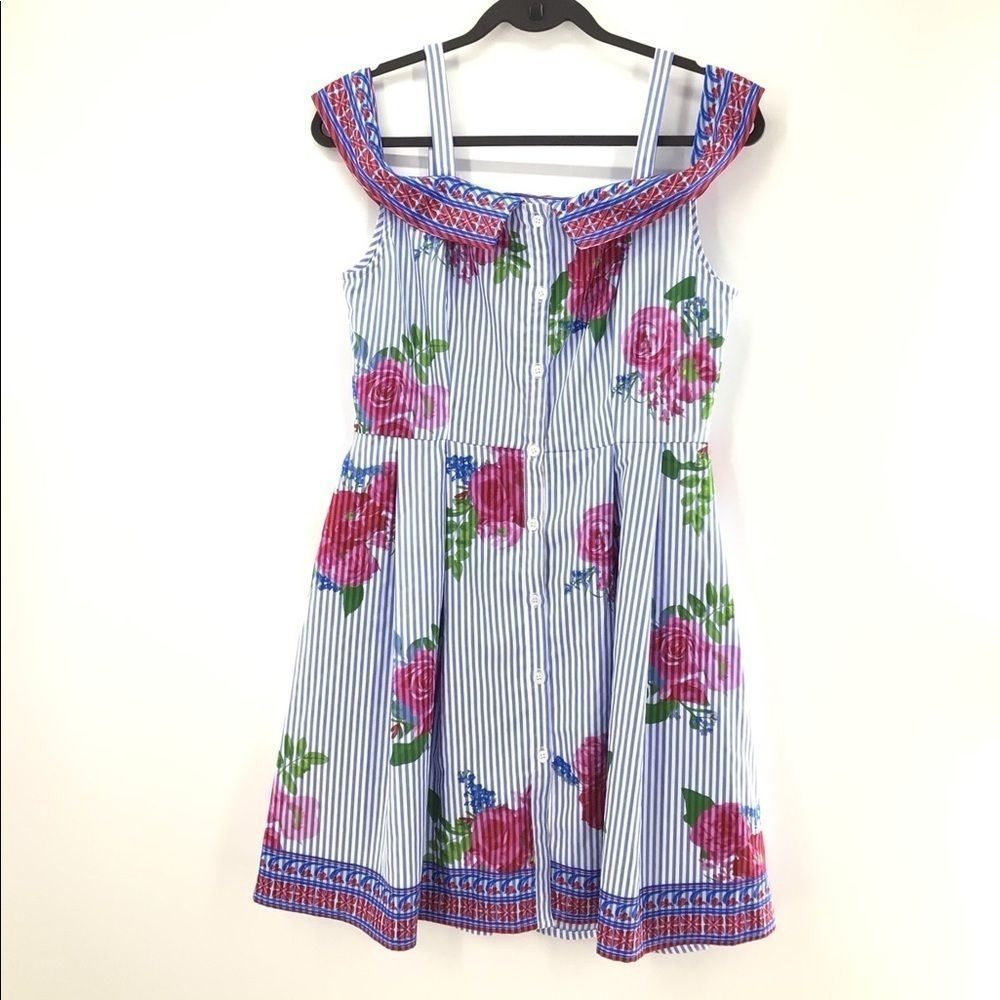 A. Calvin Vintage style floral Peep Shoulder dress